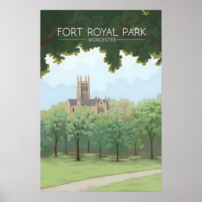 Póster Cartel de viaje de Worcester Fort Royal Park (Frente)