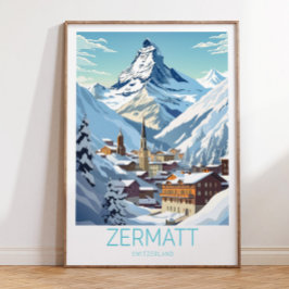 Póster Cartel de viaje de Zermatt Suiza, Zermatt Switzer