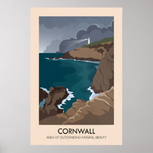 Póster Cartel de viaje del AONB de Cornualles