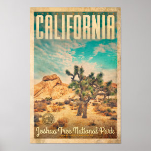 Póster Cartel de viaje del árbol Joshua de California