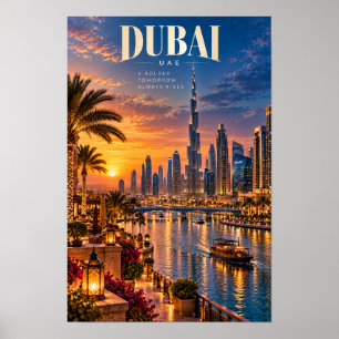 Póster Cartel de viaje del atardecer del horizonte de Dub