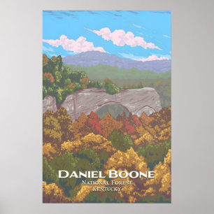 Póster Cartel de viaje del Bosque Nacional Daniel Boone