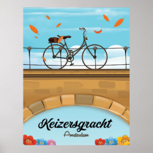 Póster Cartel de viaje del canal Keizersgracht Amsterdam