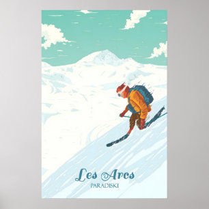 Póster Cartel de viaje del centro de esquí Les Arcs