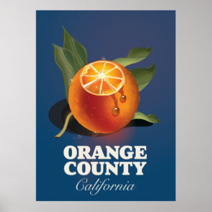 Póster Cartel de viaje del Condado de Orange California. 