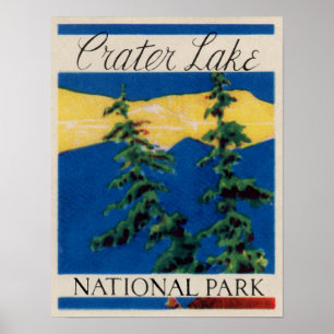 Póster Cartel de viaje del Crater Lake Oregon