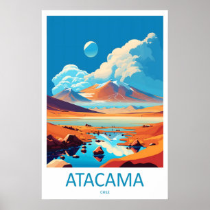 Póster Cartel de viaje del desierto de Atacama Chile Vint