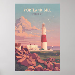 Póster Cartel de viaje del faro de Portland Bill Dorset