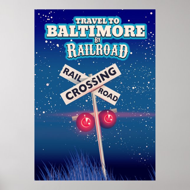 Póster Cartel de viaje del ferrocarril Baltimore. (Frente)