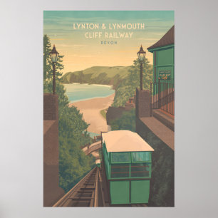 Póster Cartel de viaje del ferrocarril de acantilado de L