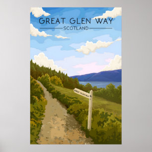 Póster Cartel de viaje del Great Glen Way Escocia