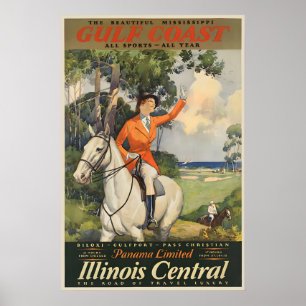 Póster Cartel de viaje del Gulf Coast Illinois Central RR