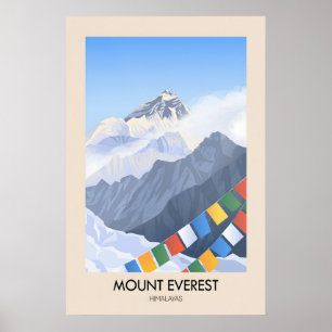 Póster Cartel de viaje del Himalaya Monte Everest