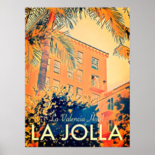 Póster Cartel de viaje del hotel La Valencia Vintage