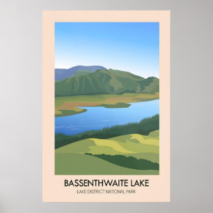 Póster Cartel de viaje del lago Bassenthwaite District