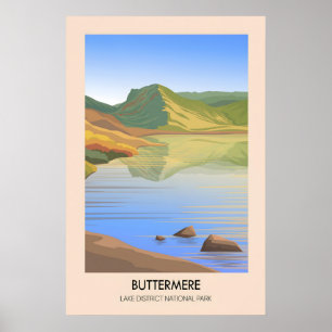 Póster Cartel de viaje del lago Buttermere District