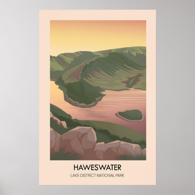 Póster Cartel de viaje del lago Haweswater en el Distrito (Frente)