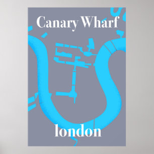 Póster cartel de viaje del mapa de canary wharf london
