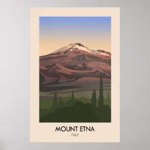Póster Cartel de viaje del Monte Etna Italia