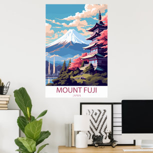 Póster Cartel de viaje del Monte Fuji, Japón