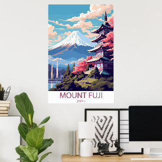 Póster Cartel de viaje del Monte Fuji, Japón
