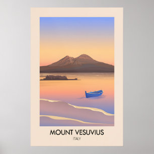 Póster Cartel de viaje del Monte Vesubio Italia