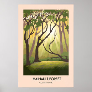 Póster Cartel de viaje del parque campestre del bosque de