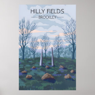 Póster Cartel de viaje del parque Hilly Fields Londres