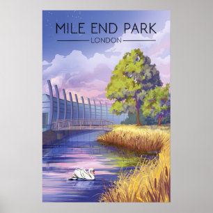 Póster Cartel de viaje del parque Mile End Londres