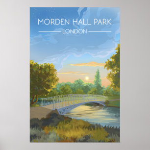 Póster Cartel de viaje del parque Morden Hall Londres