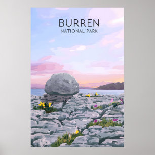 Póster Cartel de viaje del Parque Nacional Burren Irlanda