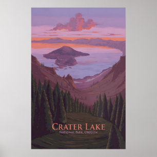 Póster Cartel de viaje del Parque Nacional Crater Lake
