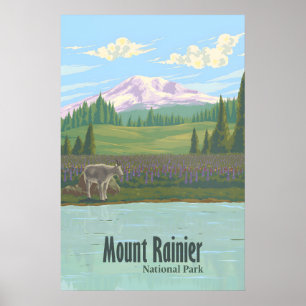 Póster Cartel de viaje del Parque Nacional del Monte Rain