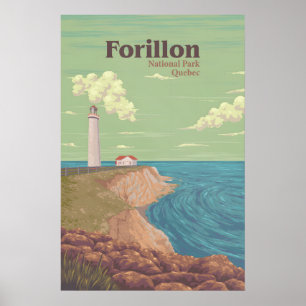 Póster Cartel de viaje del Parque Nacional Forillon Quebe