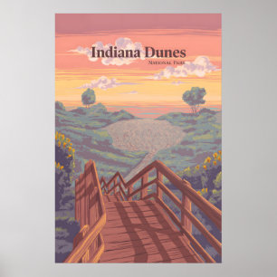 Póster Cartel de viaje del Parque Nacional Indiana Dunes