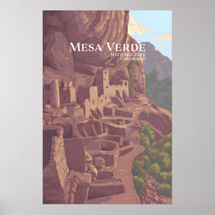 Póster Cartel de viaje del Parque Nacional Mesa Verde
