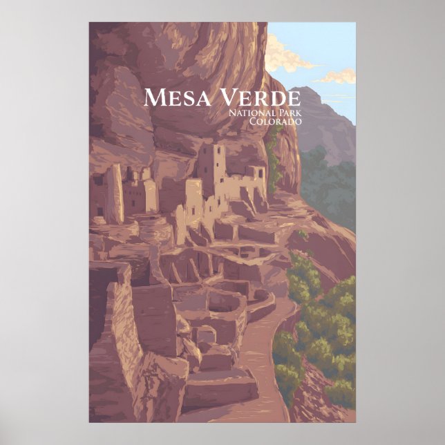 Póster Cartel de viaje del Parque Nacional Mesa Verde (Frente)