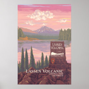 Póster Cartel de viaje del Parque Nacional Volcánico Lass