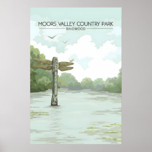 Póster Cartel de viaje del parque rural Moors Valley Ring