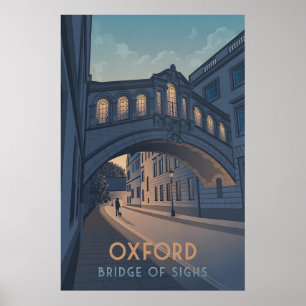 Póster Cartel de viaje del Puente de los Suspiros de Oxfo