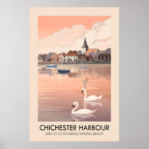 Póster Cartel de viaje del Puerto de Chichester AONB