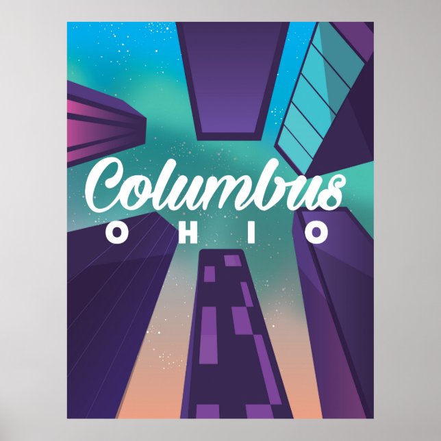 Póster Cartel de viaje del rascacielos Columbus Ohio. (Frente)