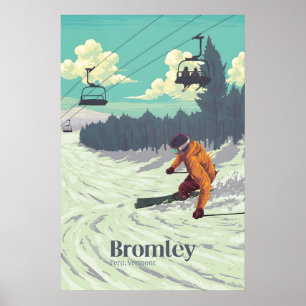 Póster Cartel de viaje del resort de esquí Bromley Vermon