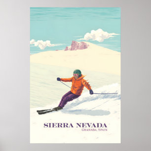 Póster Cartel de viaje del resort de esquí de Sierra Neva