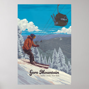 Póster Cartel de viaje del resort de esquí Gore Mountain