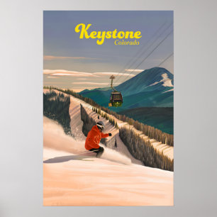 Póster Cartel de viaje del resort de esquí Keystone Color
