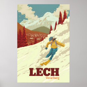 Póster Cartel de viaje del resort de esquí Lech