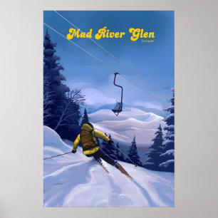 Póster Cartel de viaje del resort de esquí Mad River Glen