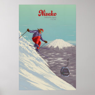 Póster Cartel de viaje del resort de esquí Niseko Japón