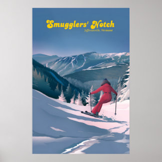 Póster Cartel de viaje del resort de esquí Smugglers Notc